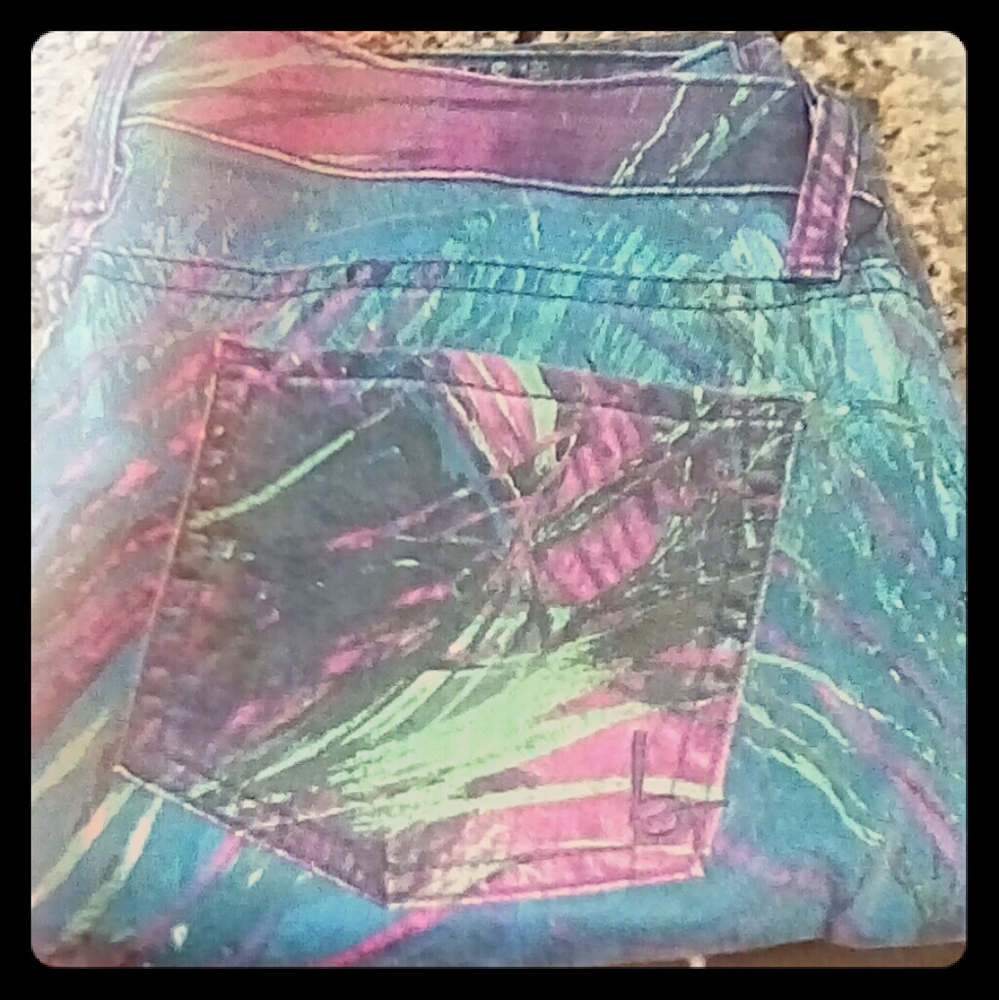 Bebe Tropical Print Skinny Jeans